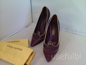 【LOUIS VUITTON】　ルイ・ヴィトン　パンプス　レザー　革　チョコレートブラウン　茶系　表記371/2　9.5cmヒール　SY02-Y55★