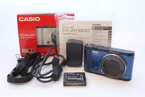 【動作美品】カシオ CASIO EXILIM EX-ZR1600 ブルー 動作確認済 バッテリー ACアダプター USBケーブル ストラップ 元箱 説明書