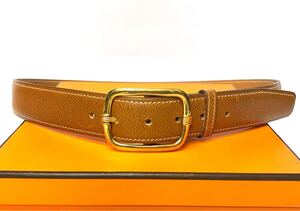 良品　希少バックル　HERMES　エルメス　ヴィンテージ　ベルト　GLDバックル　ゴールド　レザー　80