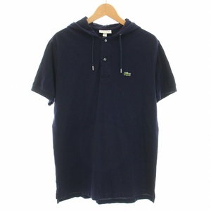 ラコステ LACOSTE ショートスリーブポロシャツ Short Sleeve Polo Shirt フード ハーフボタン ロゴワッペン FR3 M 紺 PH3906 メンズ