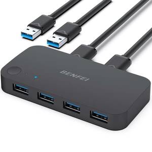 【2024年新型】BENFEI USB 3.0 スイッチ、USB スイッチャー 2 台のコンピュータで 4 USB を共有 PC 