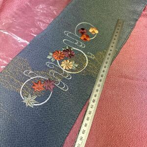 水色　スカイブルー　ブルー　半襟 半衿　刺繍　花　フォーマル 訪問着 和服