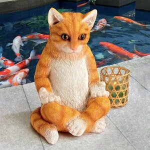 座禅を組むネコ彫像禅僧ヨガキャット瞑想ネコ彫刻 動物子猫ちゃん置物フィギュアトラ猫プレゼント贈物 輸入品