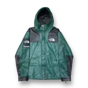 18aw Supreme × THE NORTH FACE Leather Mountain parka マウンテンパーカー サイズ:M グリーン シュプリーム × ザノースフェイス