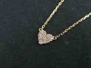 AHKAH アーカー ハートパヴェ ネックレス ダイヤ0.05ｃｔ K18