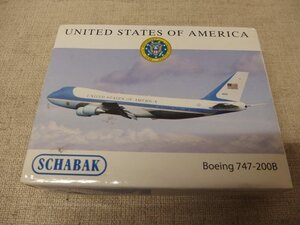 1240045a【簡易メ便】SCHABAK Boeing 747-200B 1/600 飛行機 模型 航空機 シャバク UNITED STATES IF AMERICA 中古/箱12.8×10×厚2.8cm程