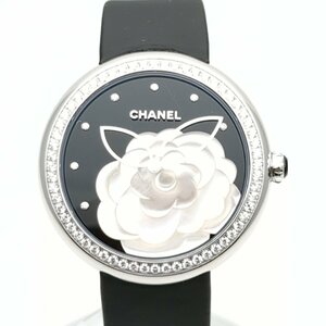 【BF SALE】 【ベルト交換＆ポリッシュ済】 CHANEL シャネル マドモアゼル プリヴェ K18 WG H3096 カメリアモチーフ クォーツ ダイヤ