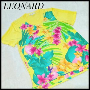 レオナール　LEONARD　トップス　チュニック　花柄　Tシャツ　黄色　カンカン かりゆしウェア　レディーストップス　シャツ　ハワイアン