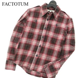 FACTOTUM ファクトタム ミリタリー★ 長袖 ワーク チェック シャツ Sz.44　メンズ 日本製　A2T09476_8#C