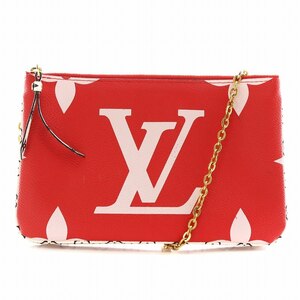 ルイヴィトン LOUIS VUITTON ポシェット ドゥーブルジップ モノグラムジャイアント ショルダーバッグ チェーン ピンク 赤 レッド M67561