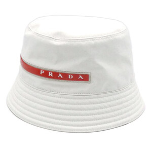 プラダ 帽子 PRADA プラダスポーツ ポリエステル ロゴ ラバー サイズL 白 ホワイト メンズ T-YJP06189