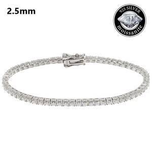 モアサナイト 2.5mm×18cm ブレスレット テニスブレスレット .925Silver Tennis Bracelet 3カラット メンズ レディース Moissanite 