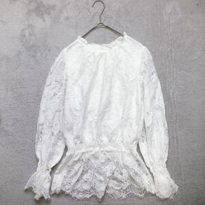 【axes femme】 アクシーズファーム(M) レース デザイン トップス ブラウス　シャツ