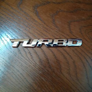 TURBO ターボ 3Dエンブレム シルバー 1枚 メッキ ＊Size縦約1.4×横約12×厚さ約3㎜ ※強力両面テープは自作