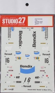 未使用品 ★ STUDIO 27　1/24　ALPINE Renault A442　” Bendix ” #16　Le Mans 1977 ★ ベンディックス　A442 TAMIYA 対応　ST27-DC339
