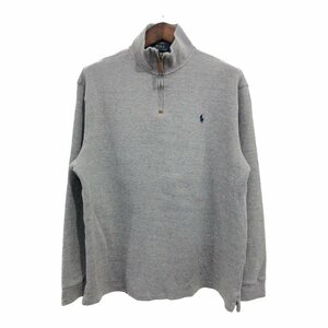 Polo by Ralph Lauren ポロ ラルフローレン ハーフジップ ドライバーズニット セーター グレー (メンズ XL) 中古 古着 P8672