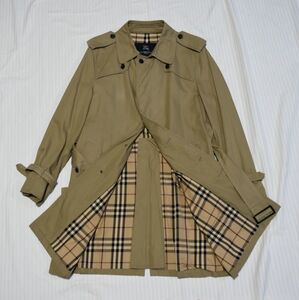 ★バーバリーロンドン★BURBERRY★極上人気のノバチェック裏地＆襟裏ノバ#ベルト付シングルトレンチコート★綿＆高級シルク絹素材M