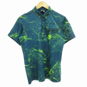 オークリー OAKLEY スカル ミスティファイ シャツ Skull Mystify Shirts ポロシャツ 半袖 ゴルフウエア ロゴ 総柄 L 434177JP