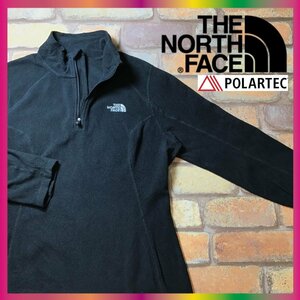 ME7-589★人気!!★正規品★【THE NORTH FACE ザ・ノースフェイス】ポーラテック ハーフジップ フリースシャツ【レディース S】黒 薄手