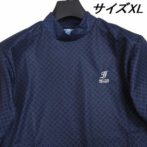 R438 新品 IGNIO GOLF イグニオ ゴルフ 涼感ドライ 半袖 モックネックシャツ 遮熱機能 ゴルフウエア XL ネイビー