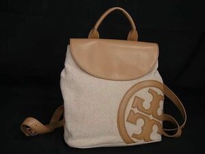 1円 ■美品■ TORY BURCH トリーバーチ キャンバス×レザー リュックサック バックパック レディース ブラウン系 AY5929