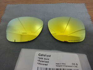 POLARIZED刻印入り！オークリー カタリスト用 カスタム偏光ハイグレードレンズ 　24K GOLD　Polarized Lenses for Oakley Catalyst 