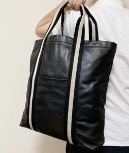 極美品●A4収納●BALLY バリー トートバッグ メンズ 大容量 ビジネスバッグ オールレザー トレインスポッティング 本革 レザー ブラック 