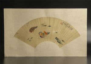 刘奎龄 （款） 花鳥 扇面 鏡心 模写 古画 中国 絵画