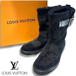 13 ★ 美品 正規品 LOUIS VUITTON×NIGO ルイヴィトン×二ゴー BM0250 LV コージーライン ダミエグラフィット ムートン ロング ブーツ