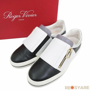 美品 Roger Vivier ロジェヴィヴィエ SNEAKY VIV ヴィヴ レザー サイドジップ スリッポン スニーカー シューズ 箱付き 46688