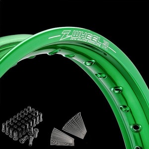 Z-Wheel W25-131341 リムセット フロント グリーンリム/ブラックニップル KX125