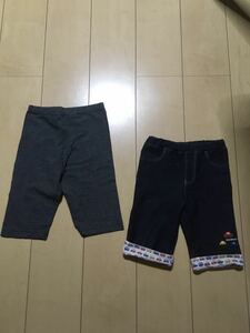 S34男の子110程度本物ミキハウスとユニクロのパンツ　夏物ズボン纏め売り