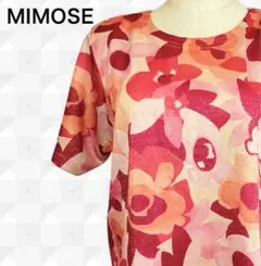 MIMOSE ミモセ トップス シャツ 赤系 花柄 ラメ 半袖 肩パット 春夏