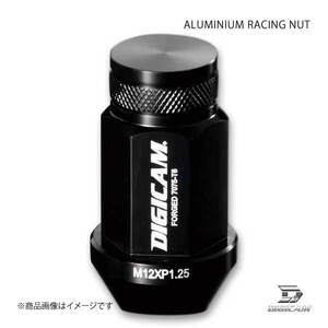 DIGICAM アルミレーシングナット 袋タイプ P1.25 19HEX 45mm ブラック 20本入 スカイライン ECR33/HR33/ENR33 H5/8-H10/4 AN6F4512BK-DC