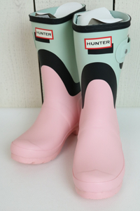 最終１点！　希少カラー【新品】☆HUNTER　ハンター：ピンク×ペールグリーン　ショートブーツ　UK3　22.0cm/ツートン/レイン/WFS2039RMA