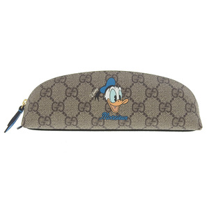 グッチ GUCCI GGスプリーム ペンケース 筆箱 ディズニー ドナルド ベージュ ブルー 662129 美品 新入荷 GU0500