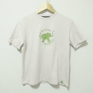 美品 HUNTING WORLD ハンティングワールド 半袖 ロゴ Tシャツ カットソー M ライトベージュ 103