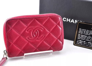 Chanel シャネル ココマーク キャビアスキン コインケース 小銭入れ レザー 革 レッド 赤 箱、カード、シール付き 正規品 6G167263