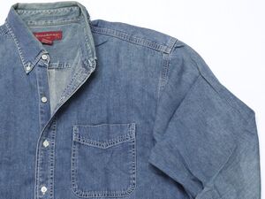 中古品★BANANA REPUBLIC バナナリパブリック★オーバーサイズデニム長袖デニムシャツ★Lサイズ【本物保証】ウォッシュドブルー青