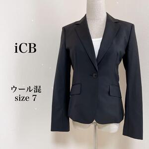 iCB アイシービー テーラードジャケット ウール混 ブラック