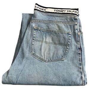 90s TOMMY JEANS ストレート デニム パンツ W34 L32 インディゴ ブルー TOMMY HILFIGER ロゴ ジーンズ トミーヒルフィガー