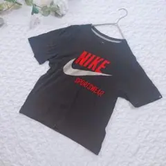 《NIKE》ナイキ（S）ブラックスポーツウェアロゴプリント半袖Tシャツ