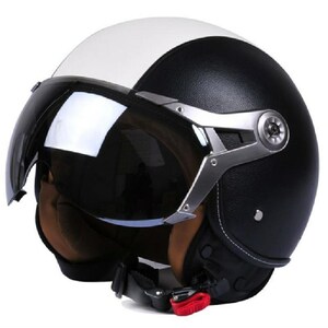 新品 自動車バイクヘルメット ジェットヘルメット インナーバイザー半帽ヘルメット 夏用軽便6色選択可能 黒&ホワイト