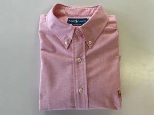 ☆中古♪Polo Ralph Lauren ラルフローレン 長袖ボタンダウンシャツ ポニー刺繍 ピンク系