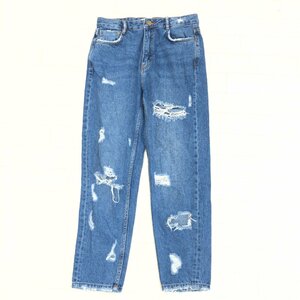 ZARA trafaluc denimwear ザラ ダメージ加工 デニム パンツ 28 w74 濃紺 インディゴ ジーンズ カットオフ レディース 女性用