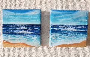 海の絵　風景画　キャンバス　アート　パステル画　絵画　インテリア　オイルパステル