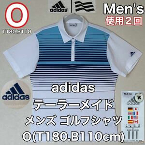 超美品 adidas(アディダス)テーラーメイド メンズ ゴルフ シャツ O(T180.B110cm)使用2回 ホワイト 半袖 ハーフジップ GOLF アウトドア