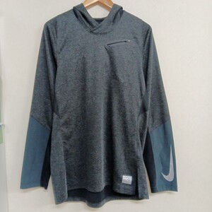 ★【古着】NIKE(ナイキ)　パーカー　長袖　ブラック　グレー　XLサイズ