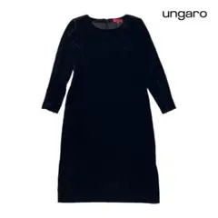 02T040☆ ungaro ブラック ベロア ロングワンピース フォーマル L