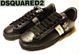 ★新品9.7万! DSQUARED2 リッチでお洒落!存在感抜群☆SNM0035 都会派オトナの今ドキ!!格上げ☆ロゴメープルレザースニーカー 27cm＜42＞